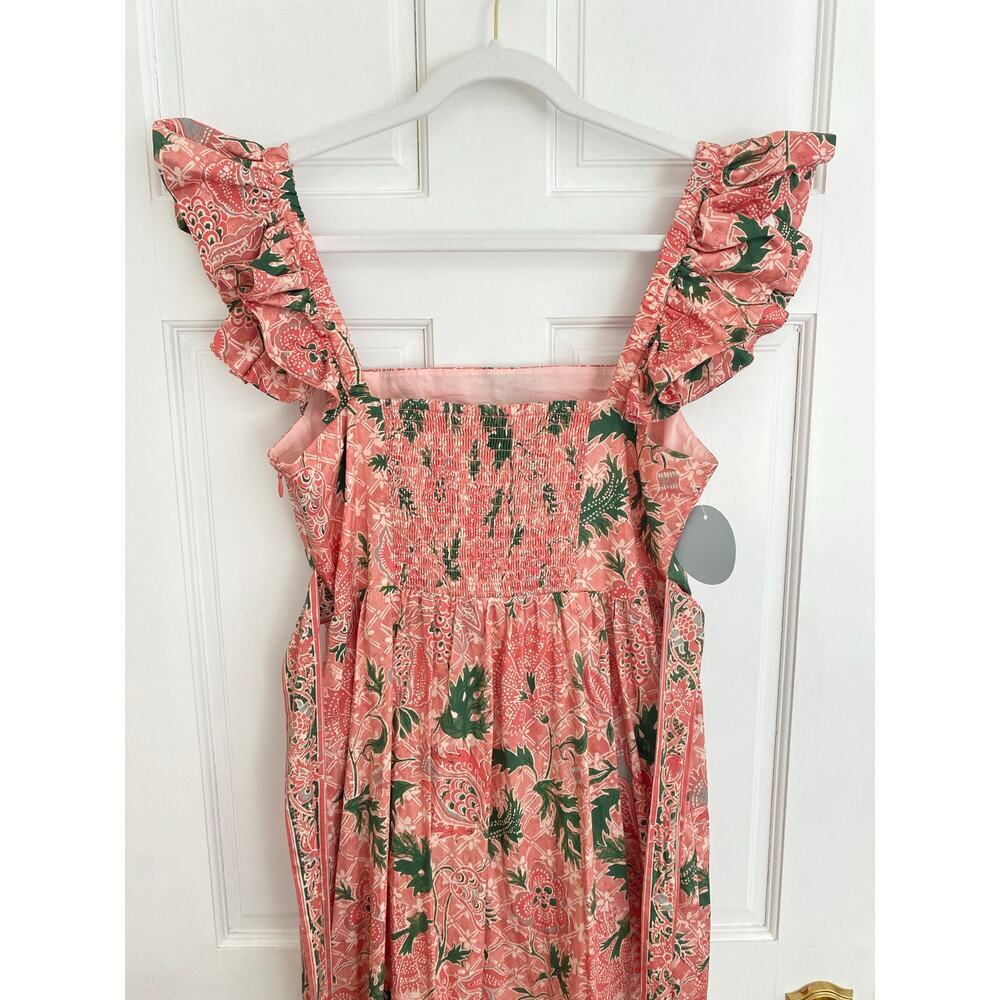 Hill House Home The Pippa Maxi Smocked Dress Rose Calico Trellis Floral Ruffle L - Picture 9 of 13